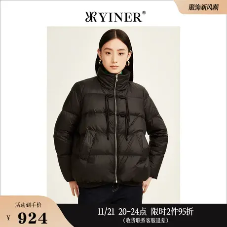 【摩登中式】YINER音儿线上专选女装冬季立领廓形白鸭绒羽绒服图片