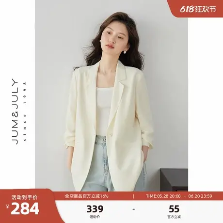 嘉茱莉夏季薄款七分袖西装外套女2025新款通勤休闲防晒西服上衣图片