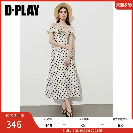 DPLAY【度假系列】2025年夏季新款白色连衣裙女气质波点裙子长裙图片