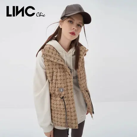 LINCCHIC金羽杰羽绒服女秋潮酷造型感收腰短款马甲外套Y22305159图片