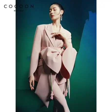 COCOON商场同款时尚外套女2023新款春装气质收腰都市西装外套图片