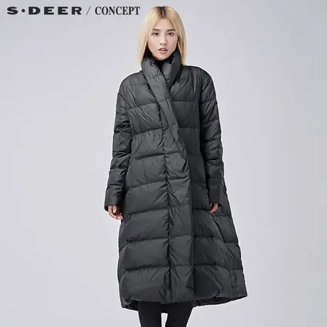 sdeer圣迪奥宽松羽绒服女装廓形长款羽绒服S16482476商品大图