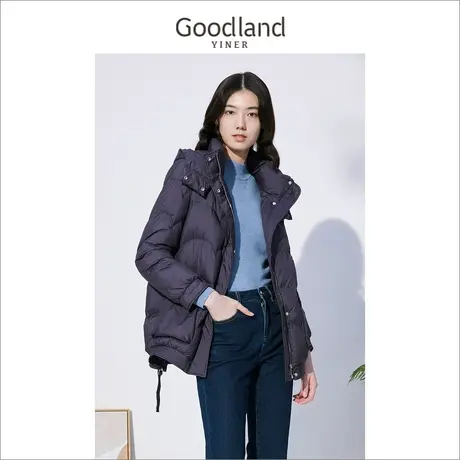 音儿美地女装2022冬季短款加厚连帽羽绒服图片