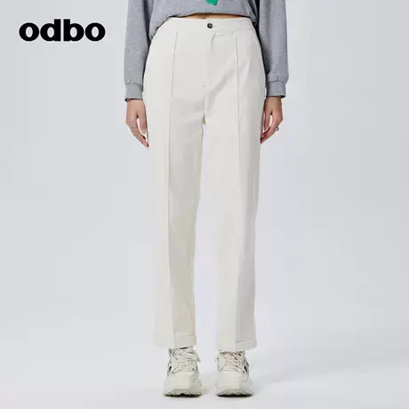 odbo/欧迪比欧设计感西裤简约休闲裤子女春季新款高腰百搭直筒裤图片