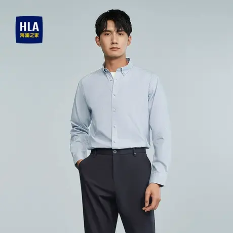 HLA/海澜之家长绒棉长袖休闲衬衫25春夏新纯棉条纹通勤舒适衬衣男图片