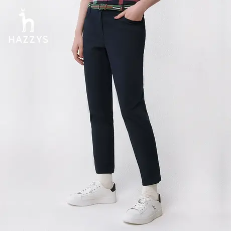 【经典九分裤】Hazzys哈吉斯休闲小脚裤女士时尚通勤纯色修身裤子图片