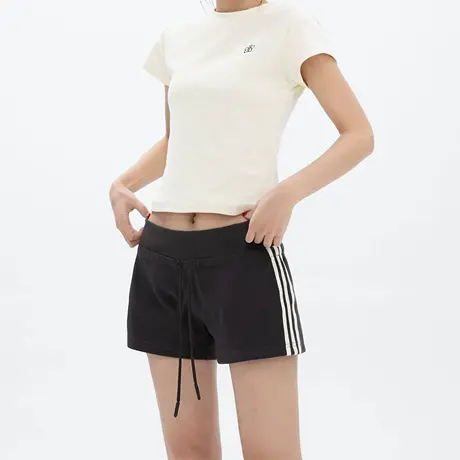高腰抽绳侧边条纹运动休闲短裤女2025夏季新款美式复古风显瘦热裤图片