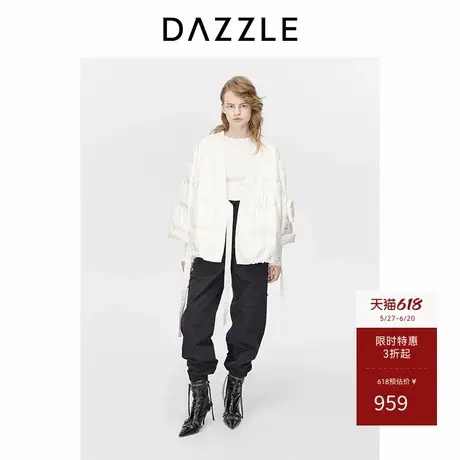 DAZZLE地素奥莱中式羽绒服冬白色绑带设计短款外套女图片