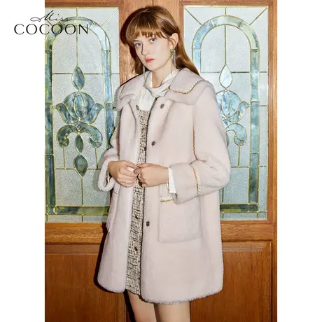 missCOCOON羊毛大衣女2022年新款冬季流行时尚宽松保暖羊羔毛外套图片