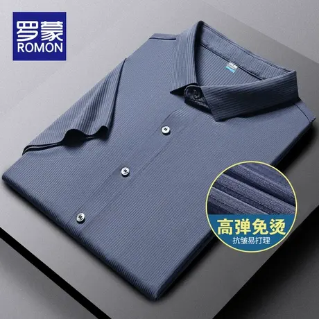 罗蒙2023夏季新款男士短袖衬衫垂感丝滑免烫宽松半袖衬衣男高级感图片