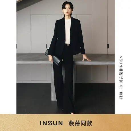 INSUN恩裳2025春季平驳领三醋酸收腰西装图片