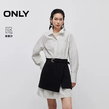 ONLY2025夏季新款显瘦A字裙摆插肩袖套装短裙长袖衬衫裙连衣裙女图片