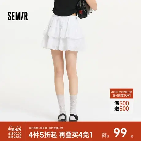 森马半身裙女设计感肌理蕾丝花边甜美2025夏新款A字蓬蓬短裙俏皮图片