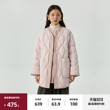 omont蛋挞家 粉色羽绒服女2023冬新款假两件宽松90白鸭绒轻薄外套图片