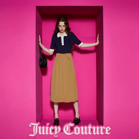 Juicy Couture橘滋女装新款极简法式撞色花边领女针织衫图片