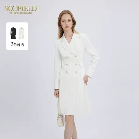 Scofield女装气质通勤收腰西装连衣裙优雅百褶裙秋季裙子图片