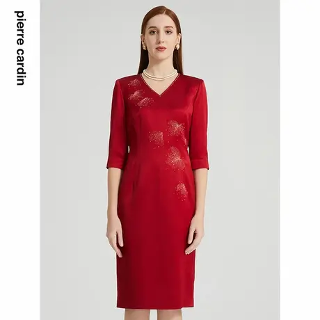 【皮尔卡丹女装】年春季烫钻修身简约礼服连衣裙【专柜正品】图片