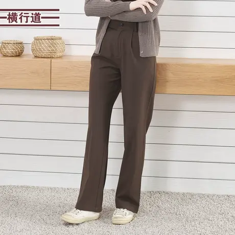 2025春季新款纯色简约通勤宽松阔腿纽扣西装长裤女大码下装妈妈装图片