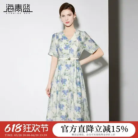 海青蓝 裙子女夏时尚气质洋气女装印花度假高级连衣裙女2025新款图片