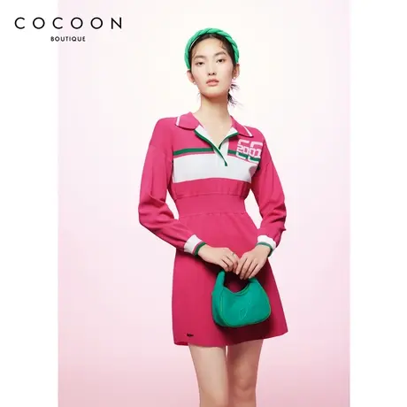 商场同款 可可尼COCOON秋冬新款女装polo领时尚撞色网球衫连衣裙图片