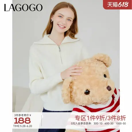 LAGOGO显瘦简约气质毛针织衫女拉谷谷软糯舒适套头百搭舒适毛衣图片