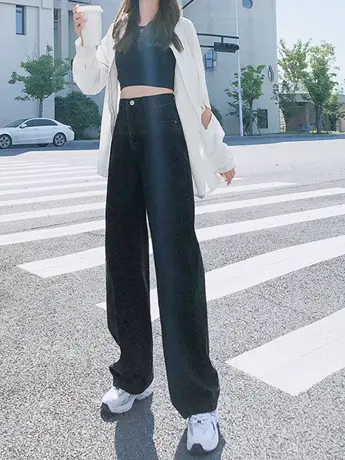 清仓捡漏高腰阔腿牛仔裤女2023年夏季新款直筒显瘦垂感拖地裤ins图片