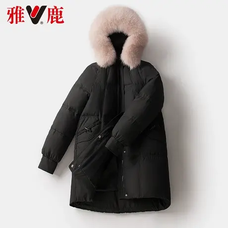 雅鹿狐狸大毛领羽绒服女中长款2022冬季新款宽松连帽保暖外套高端图片