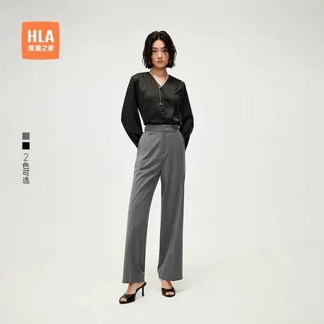 HLA/海澜之家纯色梭织西裤25春夏新直筒通勤干练大气职场风裤子女图片