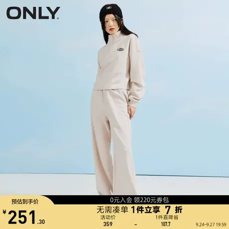 ONLY奥莱夏季 LOGO运动宽松百搭卫衣卫裤套装女图片