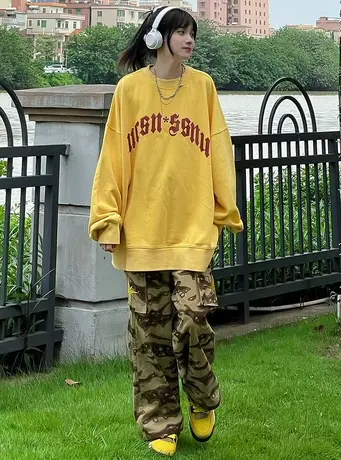 卫衣女秋季薄款宽松oversize小众高街潮牌ins美式复古hiphop外套图片