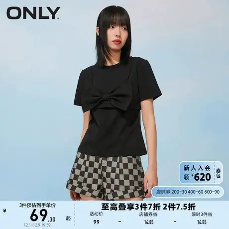 ONLY奥莱夏季时尚宽松休闲蝴蝶结套装短袖T恤女图片