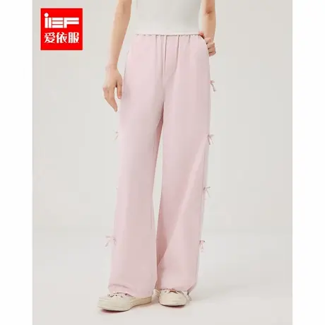 IEF/爱依服裤子2025夏季新款韩版甜酷休闲运动风蝴蝶结设计哈伦裤图片