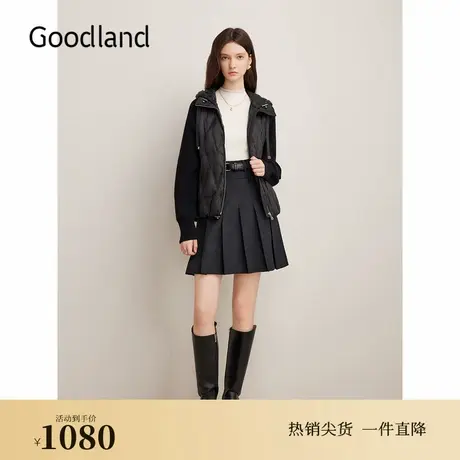 【云朵0压感】Goodland美地冬季针织保暖连帽短款羽绒服图片