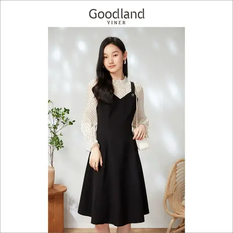 Goodland女装假两件连衣裙图片