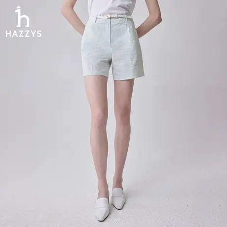 Hazzys哈吉斯泡泡纱细条纹短裤女士夏季简约潮流时尚通勤休闲裤子图片