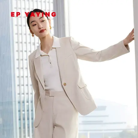 EP YAYING雅莹女装 通勤米白丝棉收腰西装外套 春夏商场同款1149A图片
