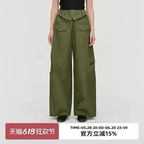 omont蛋挞家复古户外运动工装休闲裤2025夏季高腰阔腿设计感长裤图片