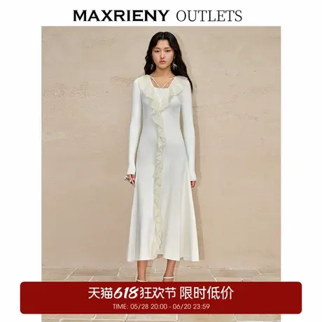 【奥莱】MAXRIENY精致复古浪漫优雅连衣裙修身裙子图片