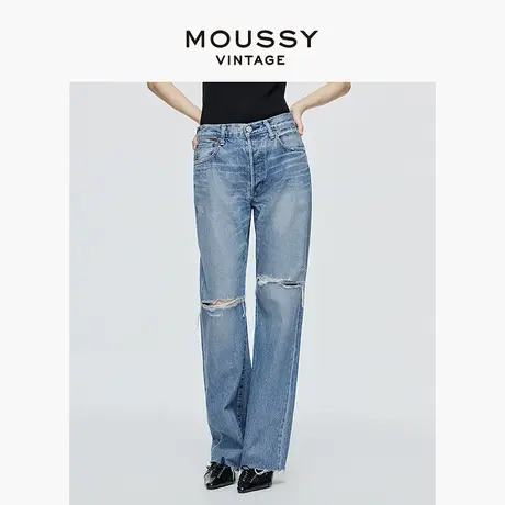 MOUSSY VINTAGE 2025夏季新品破洞休闲直筒牛仔裤女540GSC11-1110图片