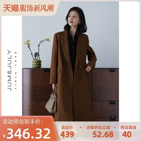 嘉茱莉2023秋季新款长款西装外套女早秋薄款气质西装风衣时髦复古图片