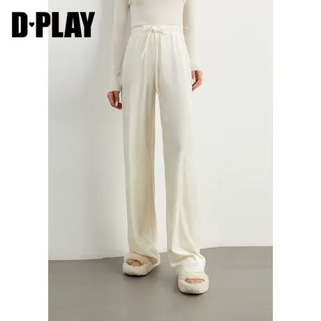 DPLAY【惠品】冬季百搭白色休闲长裤宽松高腰直筒垂感裤子女图片