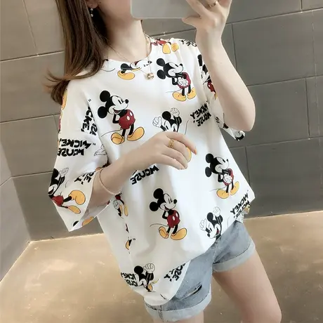 女装2024年新款春季春装纯棉短袖T恤宽松上衣服设计感打底衫爆款图片