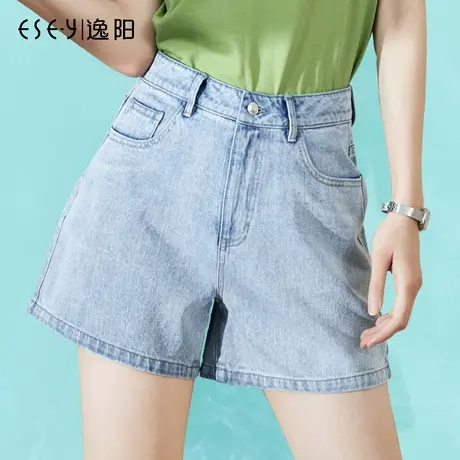 逸阳牛仔短裤女高腰显瘦宽松2025夏季新款a字简约韩版三分热裤薄图片