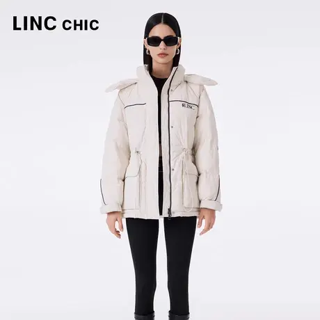 LINCCHIC金羽杰羽绒服女2023秋冬新品都市时髦落肩收腰短款派克服图片
