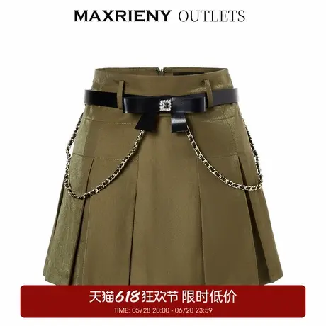 【奥莱】MAXRIENY学院风A字百褶半身裙夏款高腰裙子图片