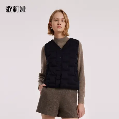 歌莉娅冬季2023新款羽绒马甲女鹅绒背心短款黑色外套1BCL8A490图片