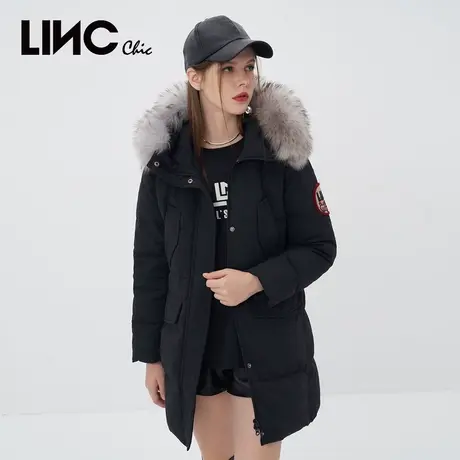LINC金羽杰羽绒服女2023秋冬新款经典轻奢皮毛收腰保暖羽绒服女款图片