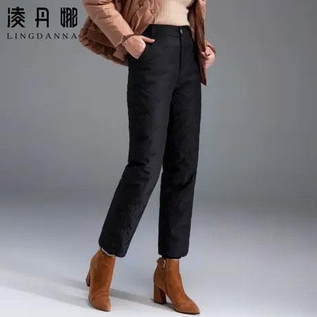 中老年羽绒裤女外穿高腰加厚直筒裤冬季白鸭绒阔腿裤中年妈妈棉裤图片