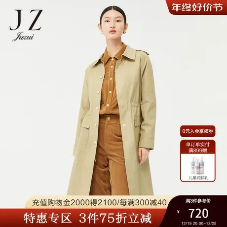 JZ玖姿官方奥莱年春西装领风衣通勤长袖直筒大衣图片