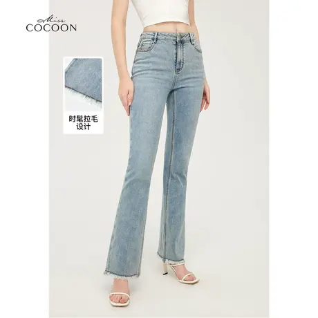 MISSCOCOON复古水洗直筒牛仔裤女24春新款高腰休闲裤图片